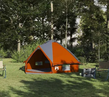 vidaXL Teepee šator za 4 osobe 4 osoba Siva i narančasta - Venlo