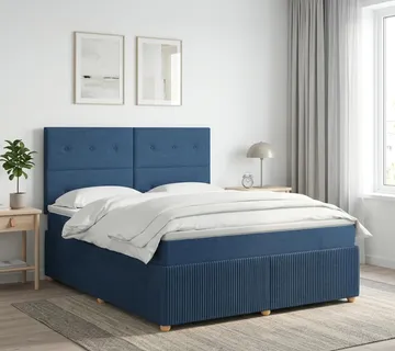 vidaXL Boxspring krevet s madracem Plava 160 x 200 cm Tkanina - Venlo