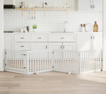 vidaXL Vrata za pse s vratašcima 4 panela sklopiva 320 cm drvo topole - Venlo
