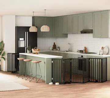 vidaXL Vrata za pse s vratašcima 15 panela sklopiva 750 cm drvo topole - Venlo
