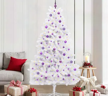 vidaXL Umjetno božićno drvce s nogom Bijela 210 cm PVC i čelik - Venlo