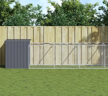 vidaXL Kućica za pse s igralištem antracit 110 x 813 x 110 cm čelična - Venlo