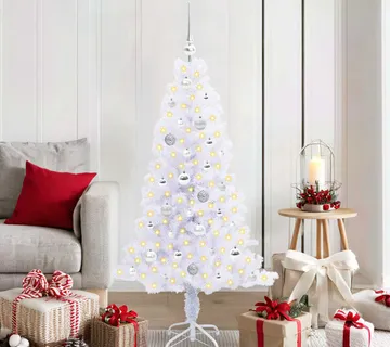 vidaXL Umjetno božićno drvce s stalakom Bijelo 150 cm PVC i čelik - Venlo