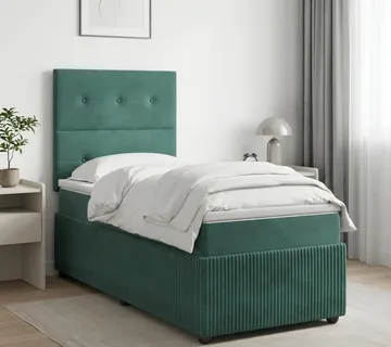 vidaXL Boxspring krevet s madracem Tamnozelena 90 x 200 cm Baršun - Venlo