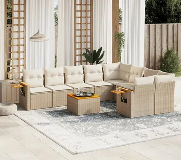 vidaXL 10-dijelni set vrtnih sofa s jastucima bež od poliratana - Venlo