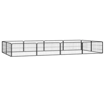 vidaXL Ograda za pse s 12 panela crna 100 x 50 cm čelik obložen prahom - Venlo