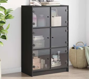 vidaXL Visoka komoda s vratima crna 68x37x109 cm konstruirano drvo - Venlo