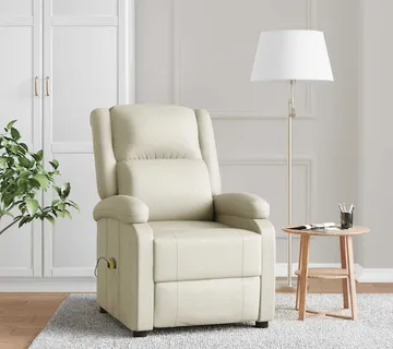 vidaXL Masažna fotelja od umjetne kože krem bijela - Venlo