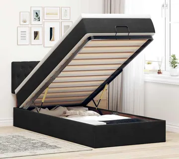 vidaXL Otomanski okvir kreveta s madraca crni 80x200cm baršunasti - Venlo