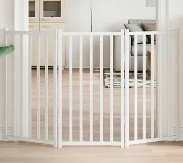 vidaXL Vrata za pse sklopiva 3 panela bijela 150 cm masivna jelovina - Venlo