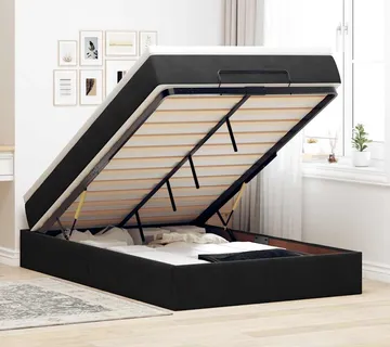 vidaXL Otomanski krevet s madracem crni 120x200 cm baršunasti - Venlo