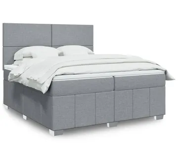 vidaXL Krevet s oprugama i madracem svjetlosivi 200 x 200cm od tkanine - Venlo