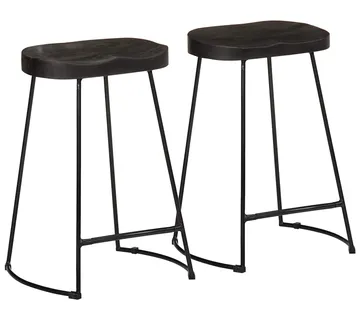 vidaXL Barski stolci 2 kom crni 45x40x62 cm masivnog drva manga - Venlo