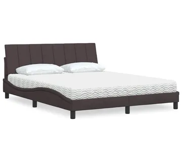 vidaXL Krevet s madracem Hanko tamnosmeđi 160x200 cm tkanina - Venlo