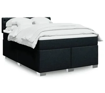 vidaXL Krevet s oprugama i madracem crni 160x200 cm od tkanine - Venlo