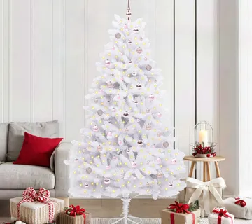 vidaXL Umjetno božićno drvce s nogom Bijela 210 cm PVC i čelik - Venlo