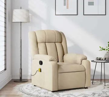 vidaXL Masažna fotelja krem tkanina - Venlo