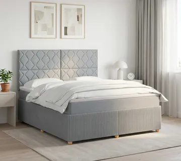 vidaXL Boxspring krevet s madracem Svjetlosiva 180 x 200 cm Tkanina - Venlo