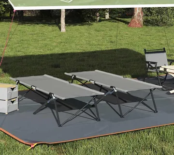 vidaXL Sklopivi kamperski krevet 2 kom. Siva 206 x 76 x 74 cm - Venlo