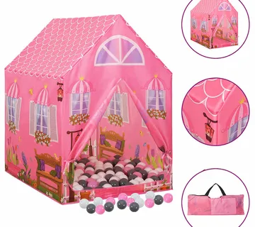 vidaXL Dječji šator za igru s 250 loptica ružičasti 69 x 94 x 104 cm - Venlo
