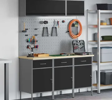vidaXL Set radnih ormarića s ladicama s pohranom 8 kom. Crna - Venlo