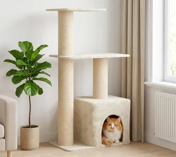 vidaXL Mačje drvo s sisalnim postoljima za grebanje Krem 133 cm - Venlo
