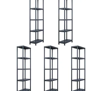 vidaXL Stalci za pohranu 5 kom crni 125 kg 60 x 30 x 180 cm plastični - Venlo