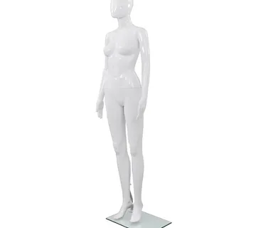 vidaXL Ženska lutka za izlog sa staklenim postoljem bijela sjajna 175 cm - Venlo