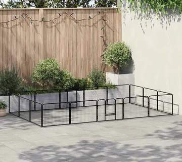 vidaXL Ograda za pse sa 16 ploča od čelika 60 x 80 cm crna - Venlo