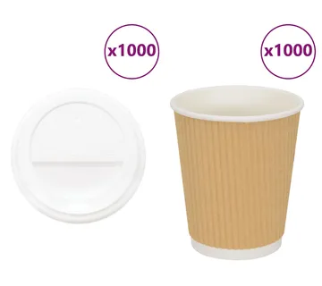 vidaXL papirnate šalice za kavu s poklopcima 1000 kom 8 oz 200 ml - Venlo