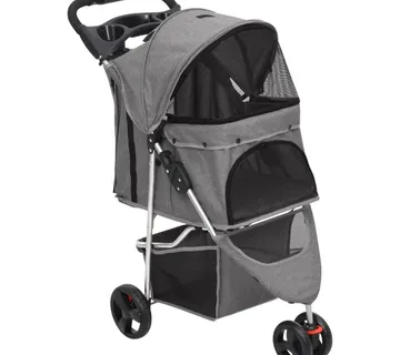 vidaXL Sklopiva kolica za pse siva 80 x 46 x 98 cm od tkanine Oxford - Venlo