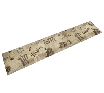 vidaXL Kuhinjski tepih perivi s natpisom smeđi 60 x 300 cm baršunasti - Venlo