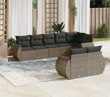 vidaXL 8-dijelni set vrtnih sofa od poliratana s jastucima sivi - Venlo
