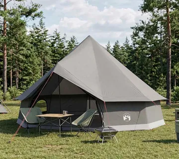 vidaXL Tipi šator 10-osobni Smeđa siva Poliester i čelik - Venlo