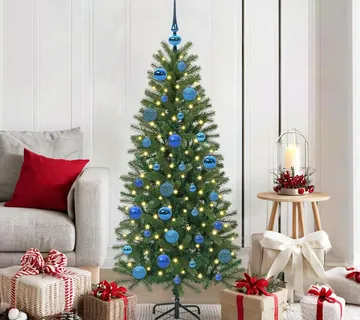 vidaXL Set Božićnih Ukrasnih Kuglica 61 kom. 150 LED lampica Ø 6 cm - Venlo