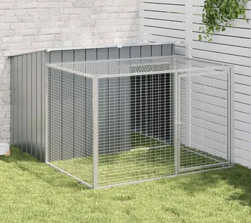 vidaXL Kućica za pse s ograđenim prostorom antracit 153x194x110 cm pocinčani čelik - Venlo