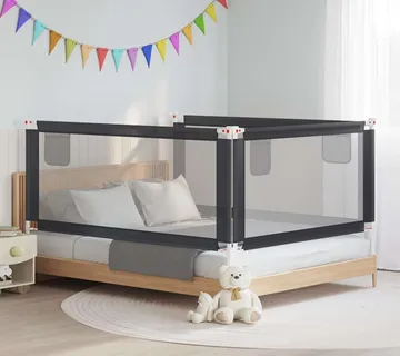 vidaXL Sigurnosna ograda za dječji krevet tamnosiva 190x25 cm tkanina - Venlo