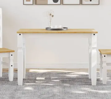 vidaXL Blagovaonski stol Corona bijeli 112x60x75cm od masivne borovine - Venlo