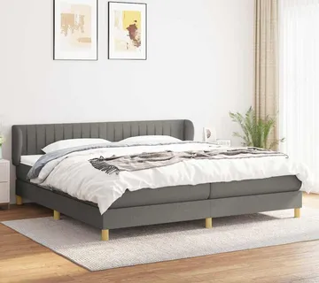 vidaXL Krevet s oprugama i madracem tamnosivi 200 x 200 cm od tkanine - Venlo