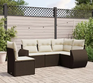 vidaXL 5-dijelni set vrtnih sofa s jastucima poliratan smeđi - Venlo