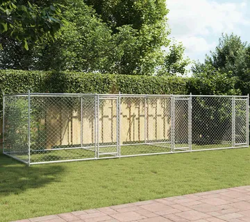 vidaXL Kavez za pse s vratima sivi 6 x 2 x 1,5 m od pocinčanog čelika - Venlo