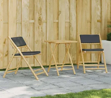 vidaXL 3-dijelni sklopivi bistro set s tamnosivim jastucima bambus - Venlo
