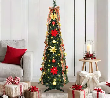 vidaXL Umjetno božićno drvce s 100 LED svjetlima Zelena 155 cm PVC - Venlo