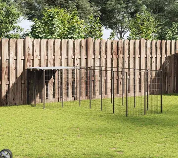 vidaXL Kavez za pse crni 8,47 m² čelični - Venlo