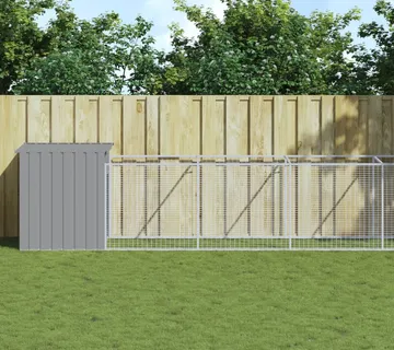 vidaXL Kućica za pse s igralištem svjetlosiva 110x1221x110 cm čelična - Venlo