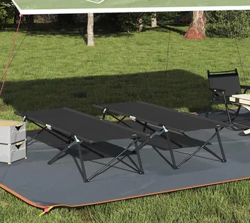 vidaXL Sklopivi kamperski krevet 2 kom. Crna 206 x 76 x 74 cm - Venlo