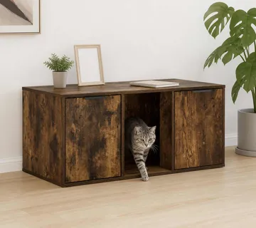 vidaXL Namještaj za kavez za mačke Dimljeni hrast 100 x 49 x 45 cm - Venlo