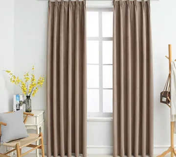 vidaXL Zavjese za zamračivanje s kukama 2 kom smeđe-sive 140 x 225 cm - Venlo