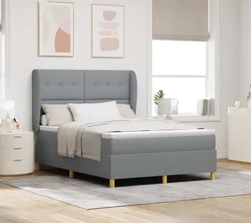 vidaXL Krevet s opruga kutije Svijetlo siva 190 x 140 cm tkanina - Venlo