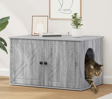 vidaXL Mačja Kuća Siva Sonoma 85 x 55 x 50,5 cm Konstruirano drvo - Venlo